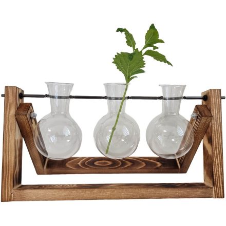 Hidroponikus váza három üvegedénnyel