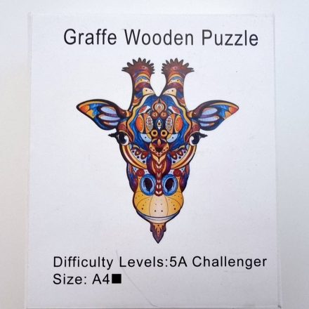 Fa puzzle zsiráf, A4, minőségi kivitel