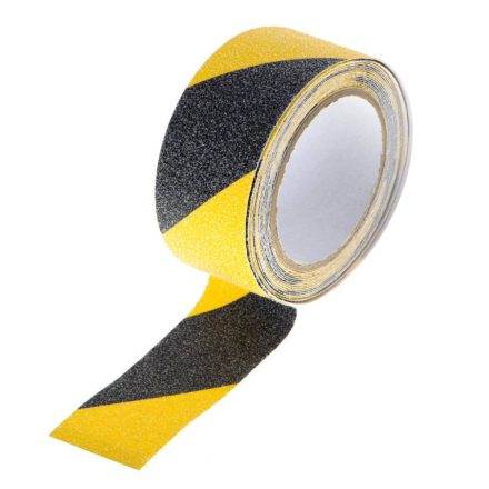 Csúszásgátló védőszalag, 5cm x 5m,  sárga-fekete, durva szemcsés